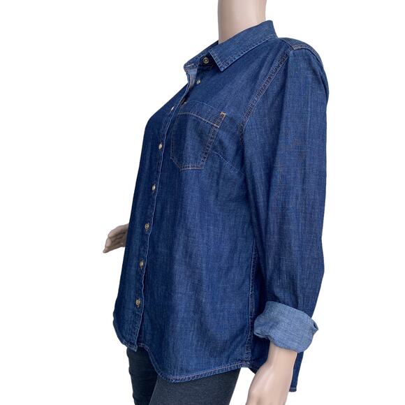 Tommy Hilfiger Women Long Sleeves Collared Button Front Denim Shirt Size L - Picture 2 of 5